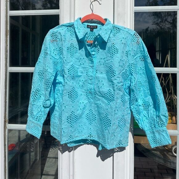 J Crew Eyelet Popover Top NWT - Picture 6 of 14